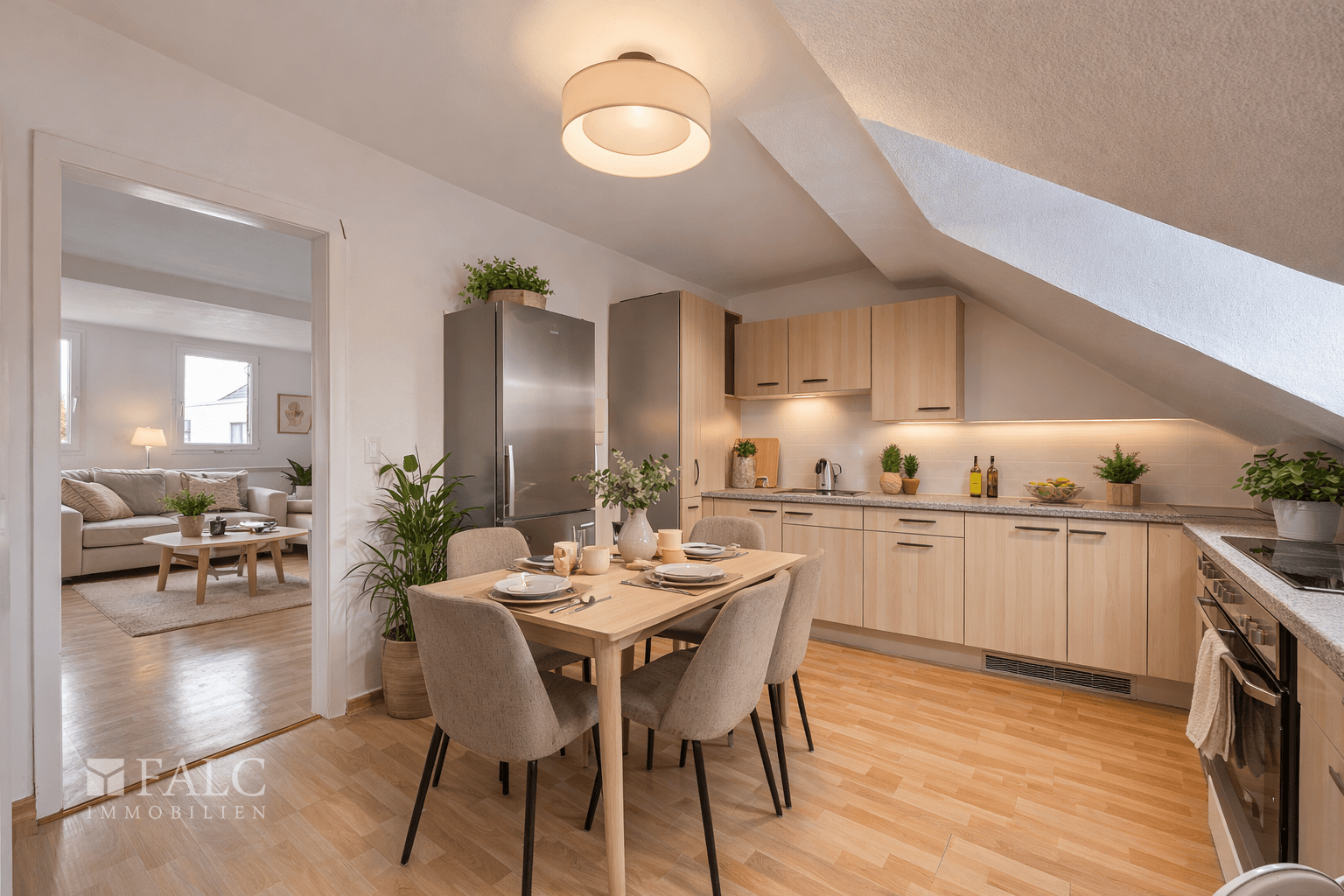 Wohnung Dachgeschoss Küche (virtuell eingerichtet)